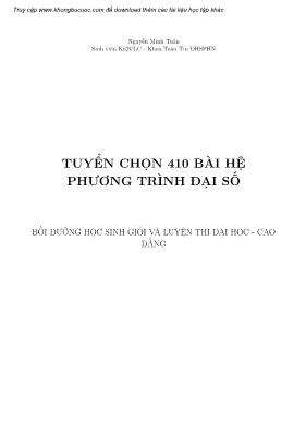 Tài liệu Tuyển chọn 410 bài hệ phương trình đại số